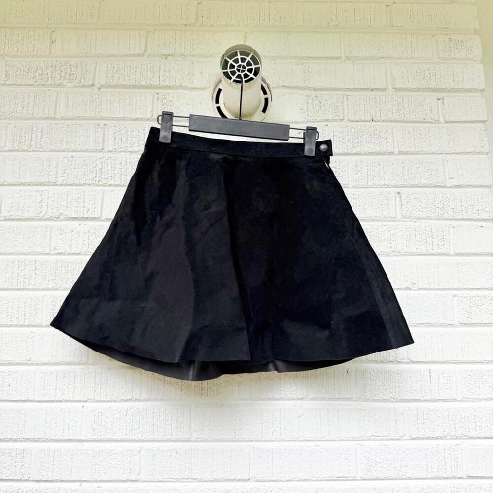 American Apparel Genuine Leather Black Mini Circle Skirt
